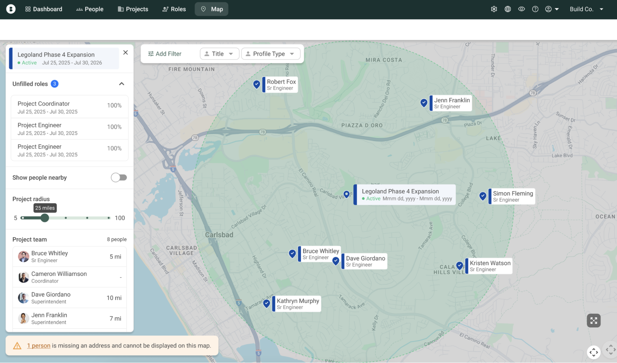 Bridgit darbuotojų žemėlapis