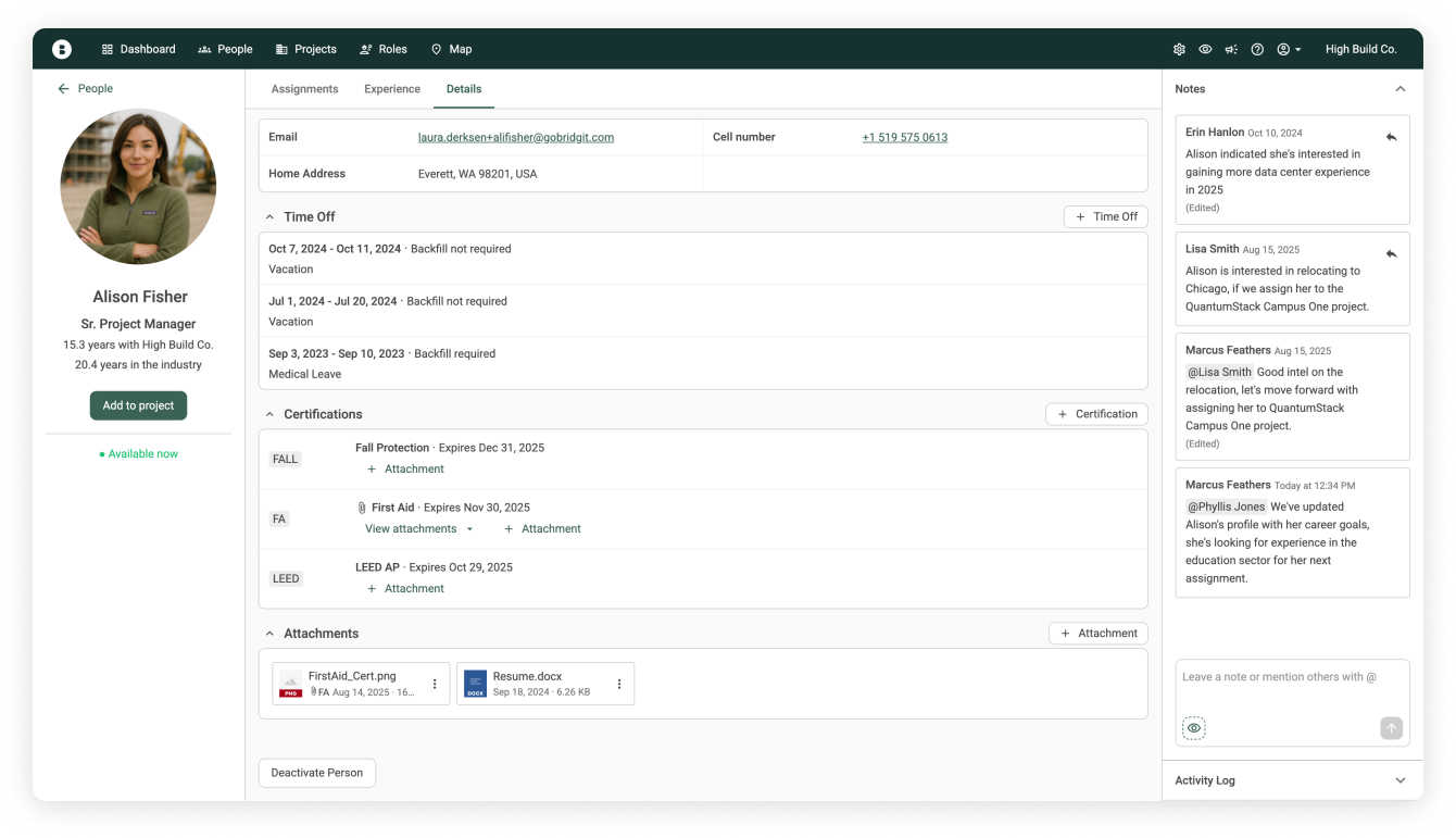 Bridgit darbuotojų CRM
